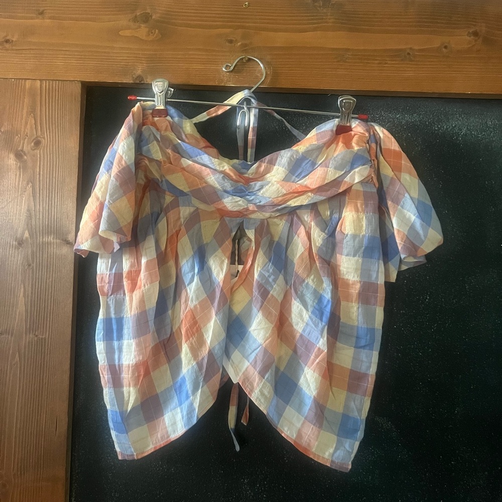 Rejina Pyo Jamie Ruffle plaid top size 10 euc